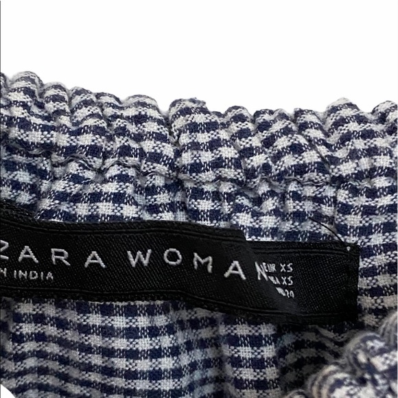 Zara Woman Off Shoulder Gingham Peasant Blouse XS - Picture 8 of 13